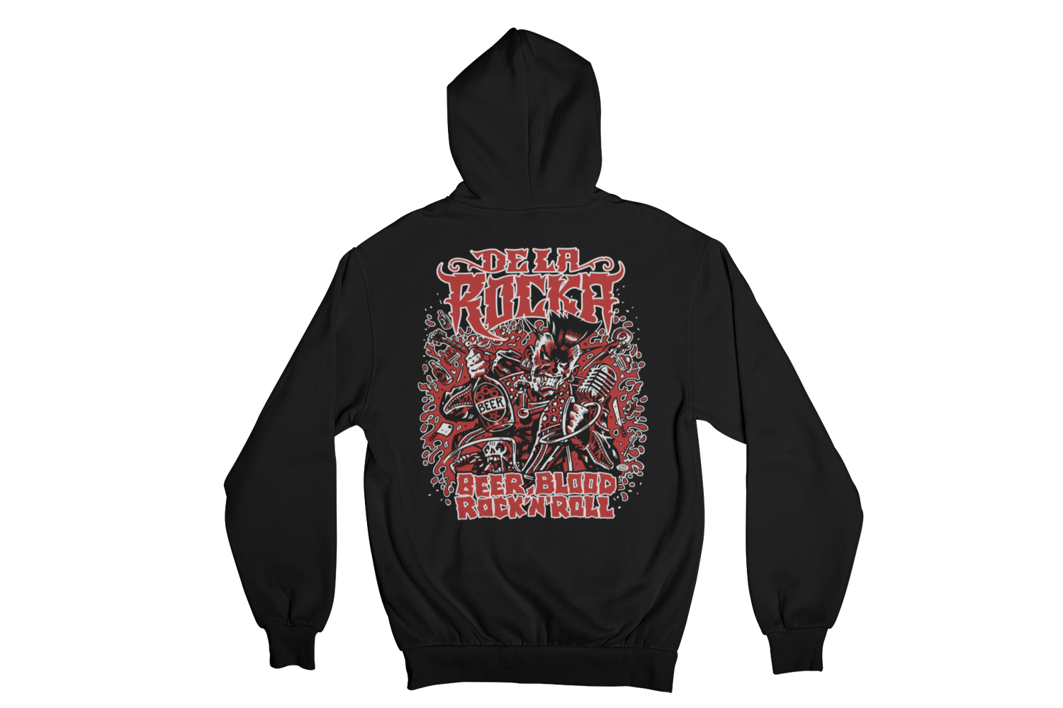 DE LA ROCKA &quot;BEER, BLOOD &amp; ROCK AND ROLL&quot; HOODIE ZIP for MEN