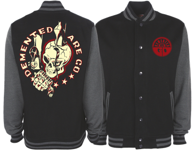 DEMENTED ARE GO "Stiletto Skull" VARSITY JACKET UNISEX
