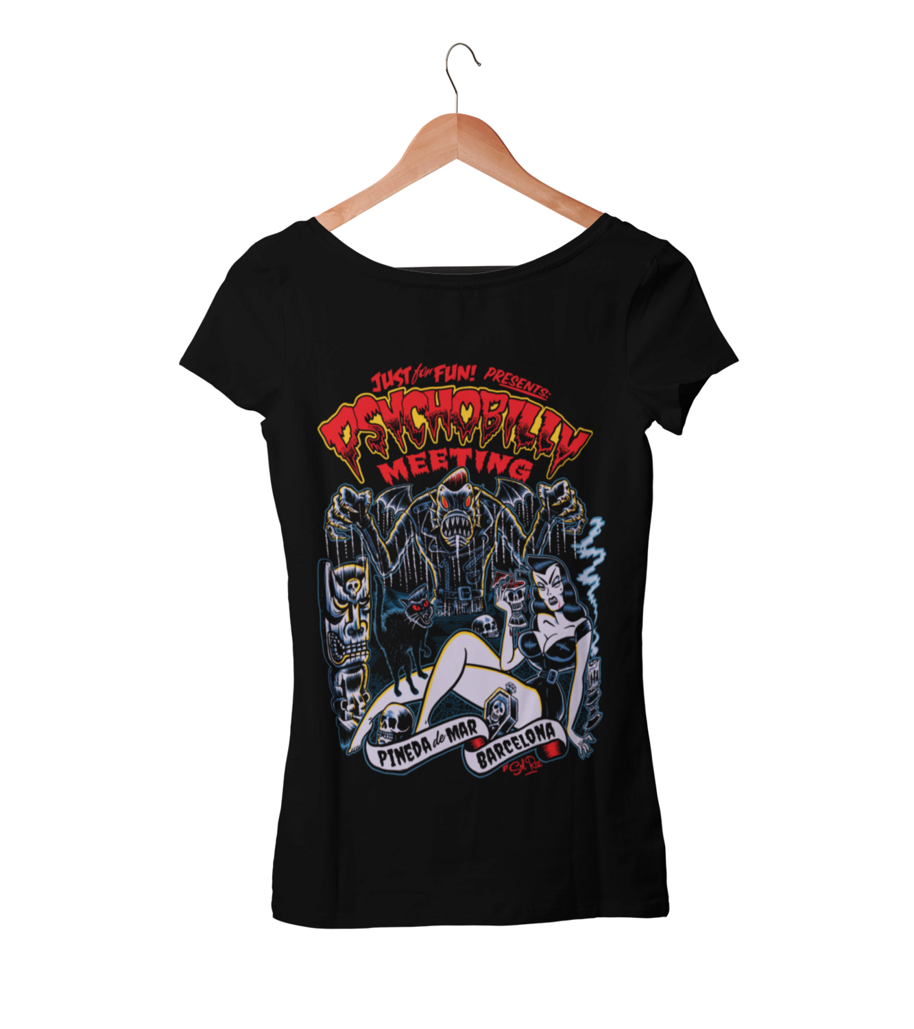 PSYCHOBILLY MEETING 2023 T-SHIRT WOMAN BY SOLRAC, Colour: BLACK, Size: Large