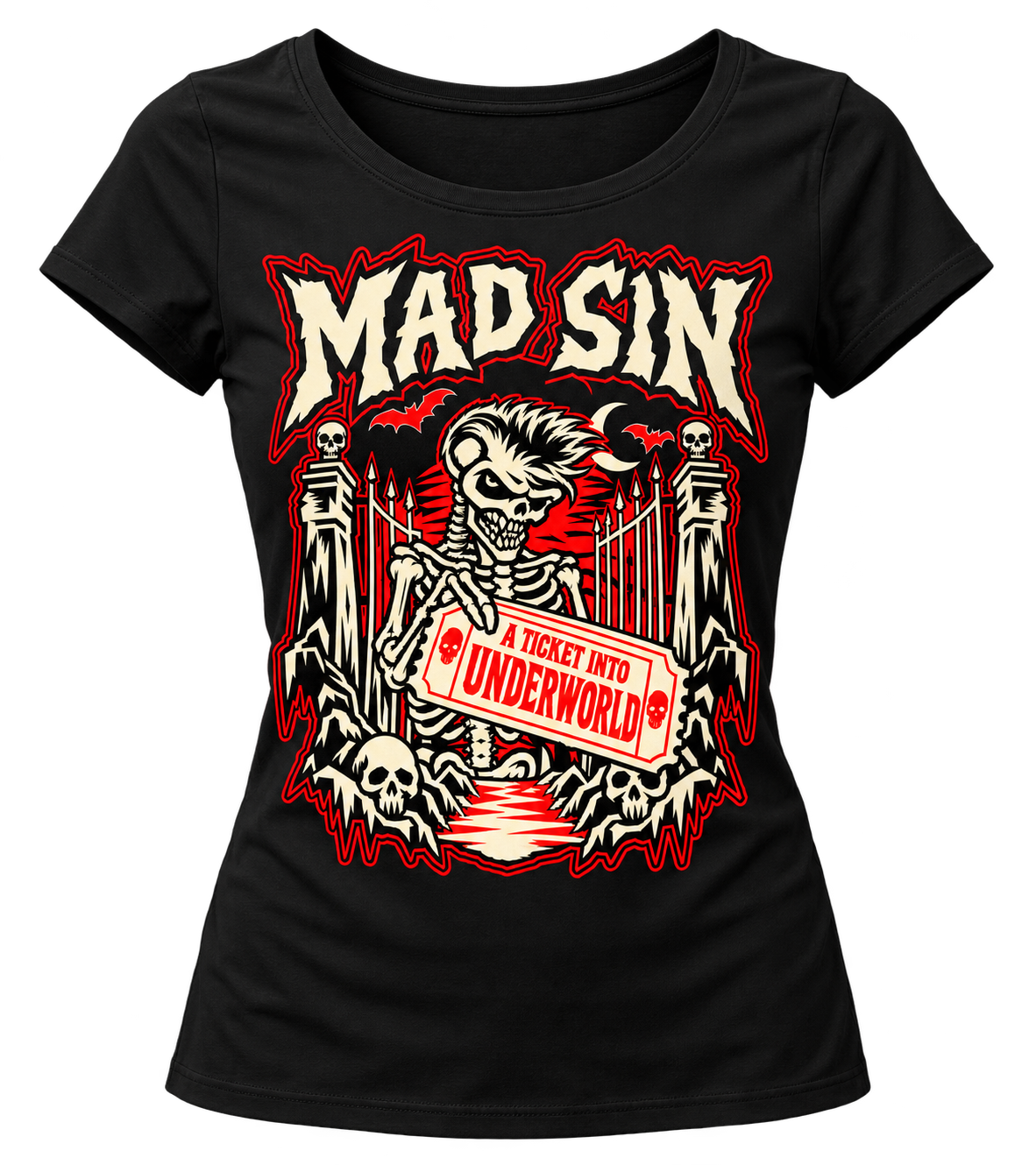 MAD SIN  T-SHIRT "A TICKET TO UNDERWORLD"  WOMEN