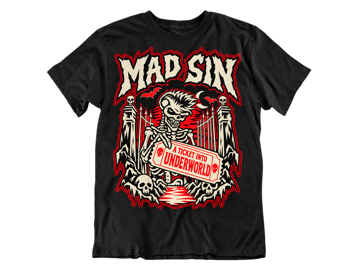 MAD SIN  T-SHIRT "A TICKET TO UNDERWORLD" MEN