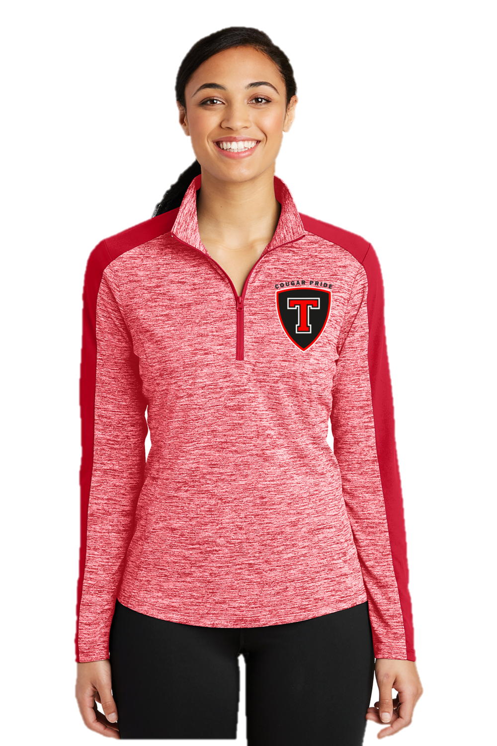 TCP Ladies PosiCharge® Electric Heather Colorblock 1/4-Zip Pullover
