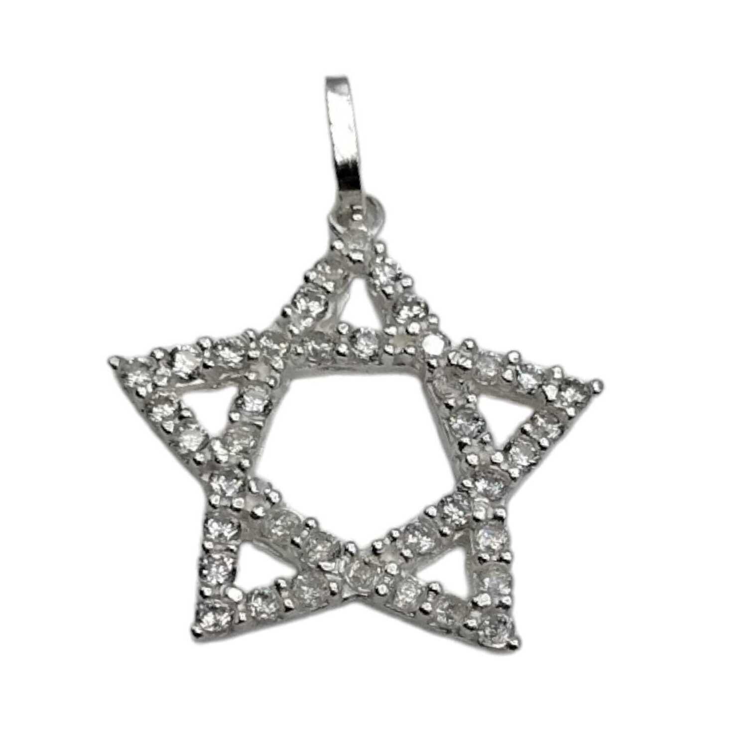 Dije estrella con cz 2 cm PLATA .925