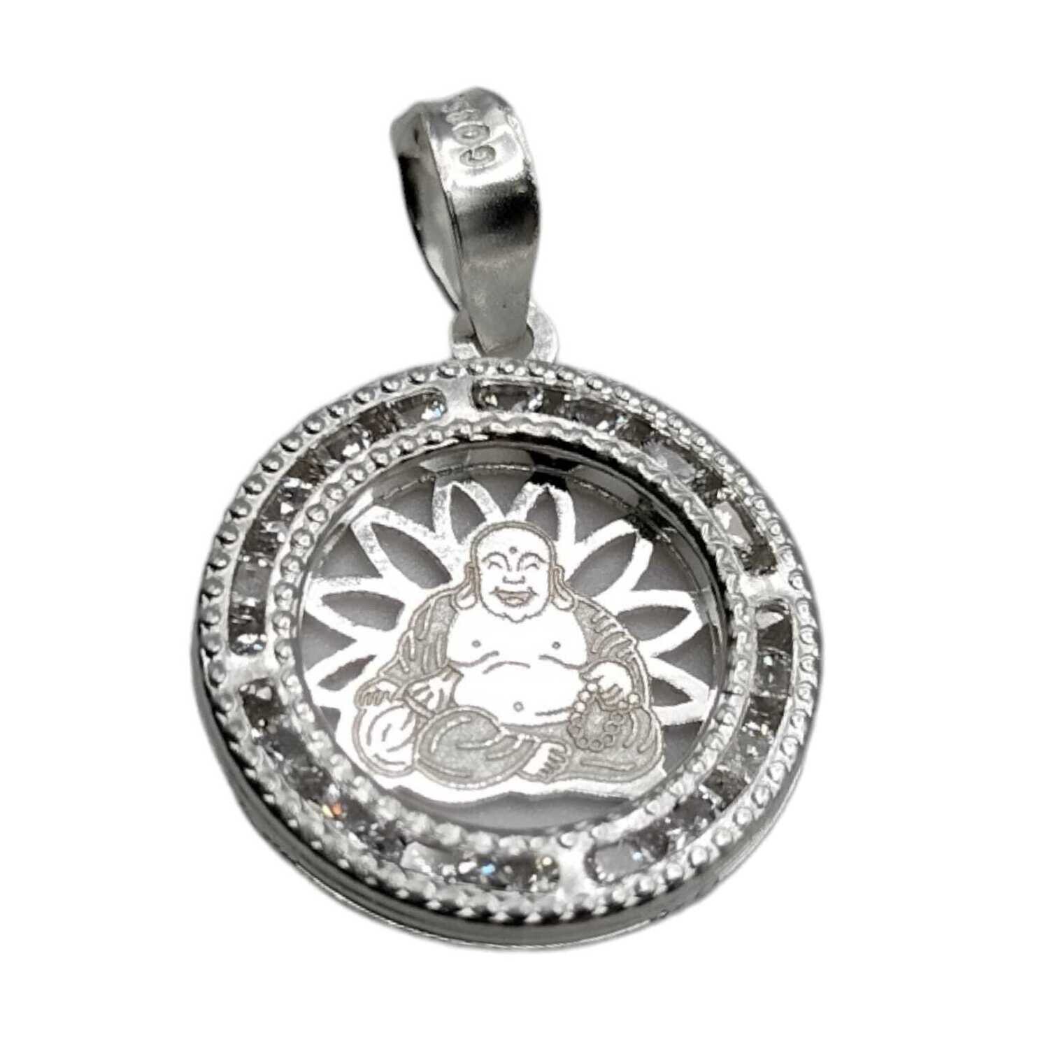MEDALLA BUDA CON CZ 2 CM  PLATA .925