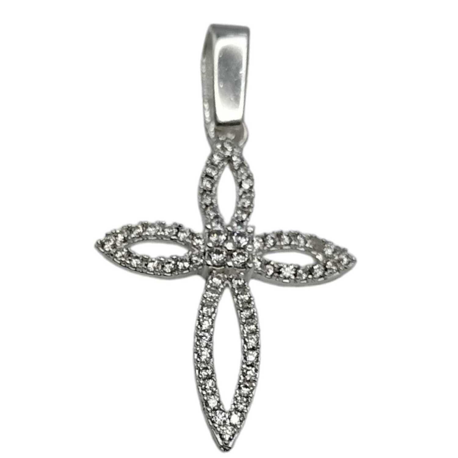 DIJE CRUZ 3 CM  CON CZ PLATA .925