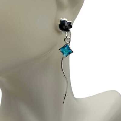 ARETE VIOL ROMBO DIFERENTES COLORES PLATA .925