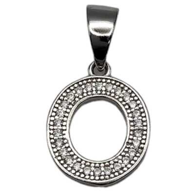 Dije rodisado Letra con micropave. 1.5cm. de largo. PLATA .925