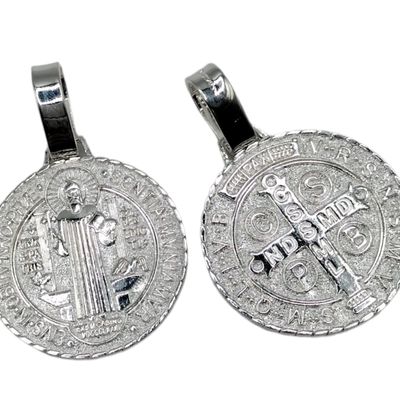 MEDALLA SAN BENITO GRANDE 6cm o  PLATA .925