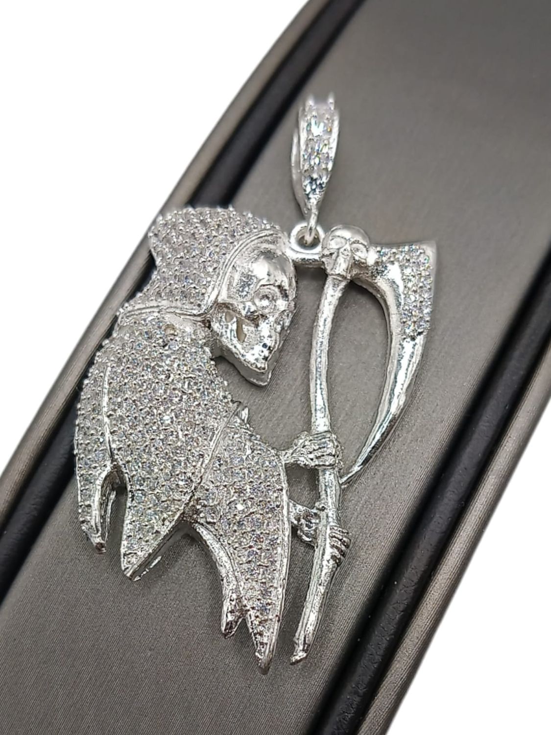 Dije Santa Muerte Micropave 5 cm largo PLATA .925