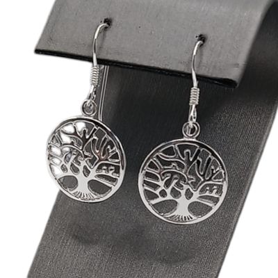 ARETE ARBOL DE LA VIDA 3 CM LARGO TOTAL  PLATA .925