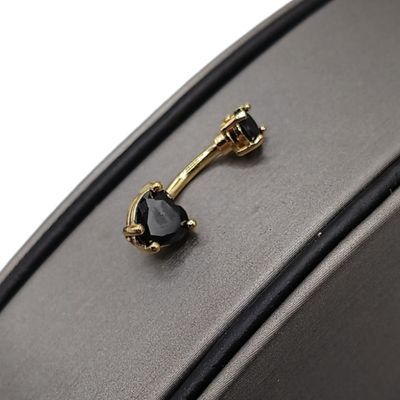 Arete Ombligo Corazon  Negro ACERO INOXIDABLE DORADO
