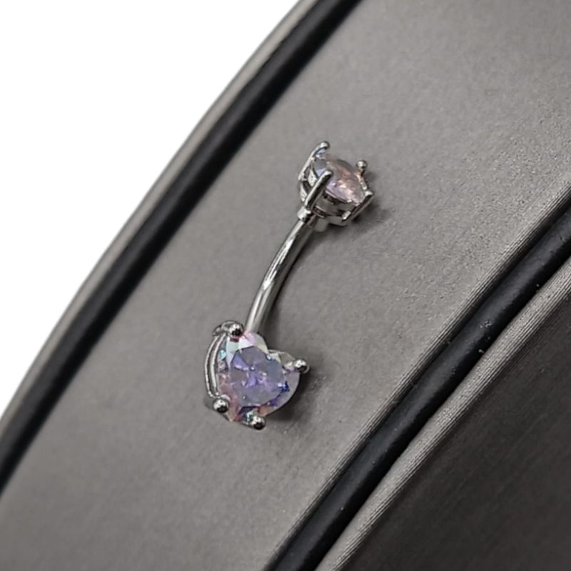 Arete Ombligo Corazon  Tornasol ACERO INOXIDABLE
