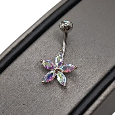 Arete Ombligo Flor tornasol ACERO INOXIDABLE