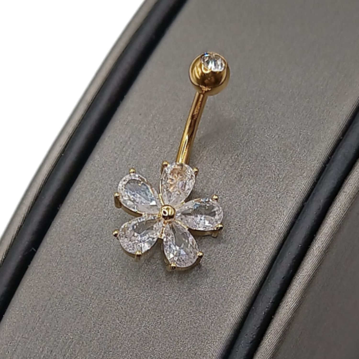 Arete Ombligo Flor Acero Inoxidable