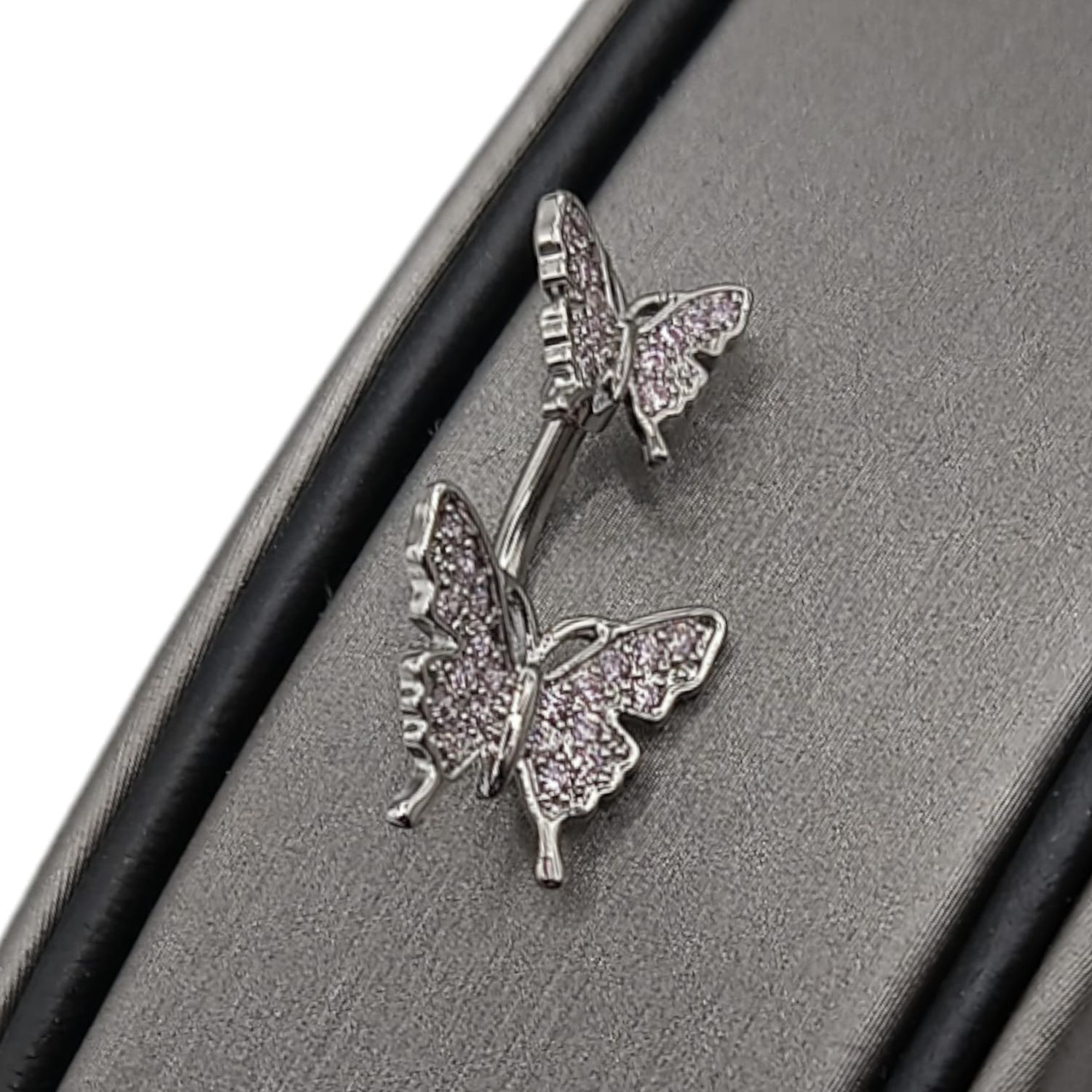 Arete Ombligo Doble Mariposa ACERO INOXIDABLE