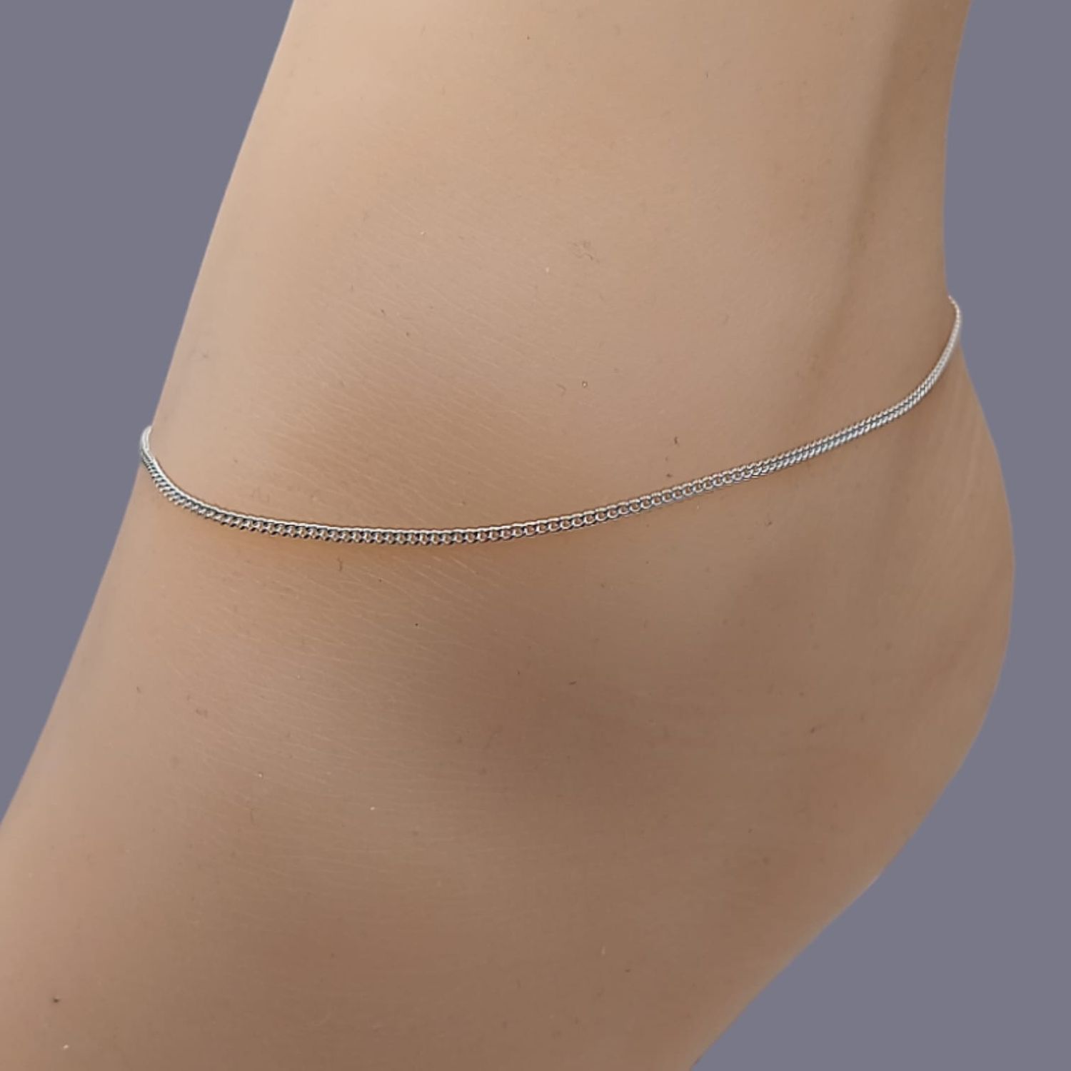 TOBILLERA 1MM 9.5&quot; PLATA .925
