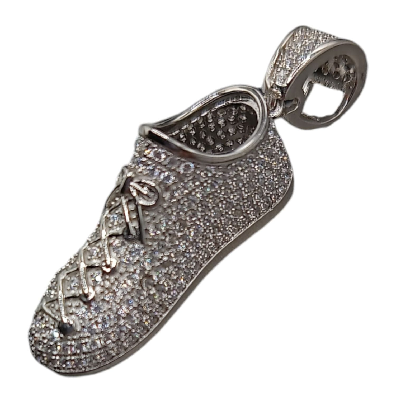 DIJE  TENIS CON MINI CZ 4 CM LARGO TOTAL PLATA .925
