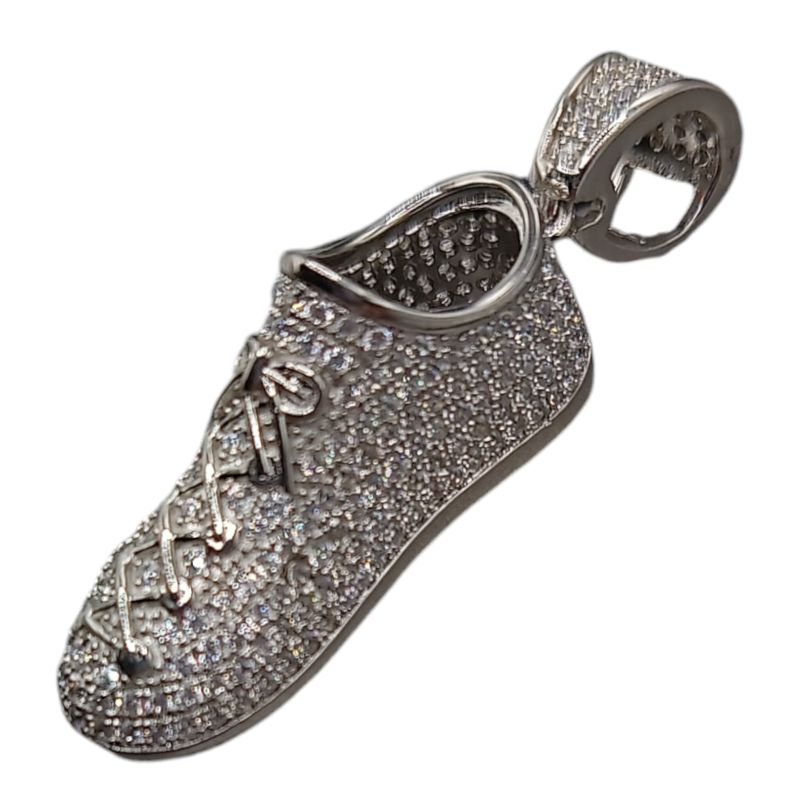 DIJE  TENIS CON MINI CZ 4 CM LARGO TOTAL PLATA .925