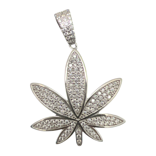 Dije Canabis Micropabe mide 3.5cm Plata 925