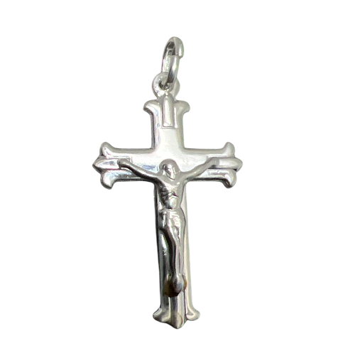 DIJE CRUZ CRISTO ULTRA BRILLO 4  CM  PLATA .925