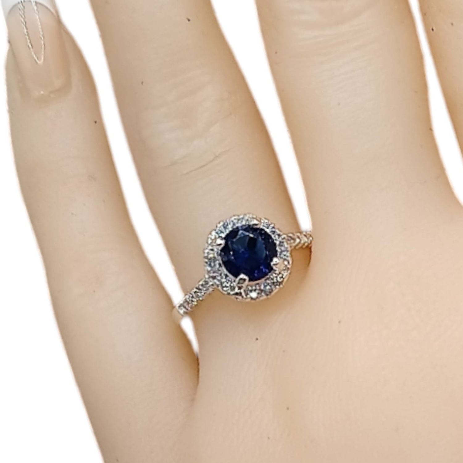 Anillo Roseta Fancy con circonia # 5.5 -Navy PLATA .925