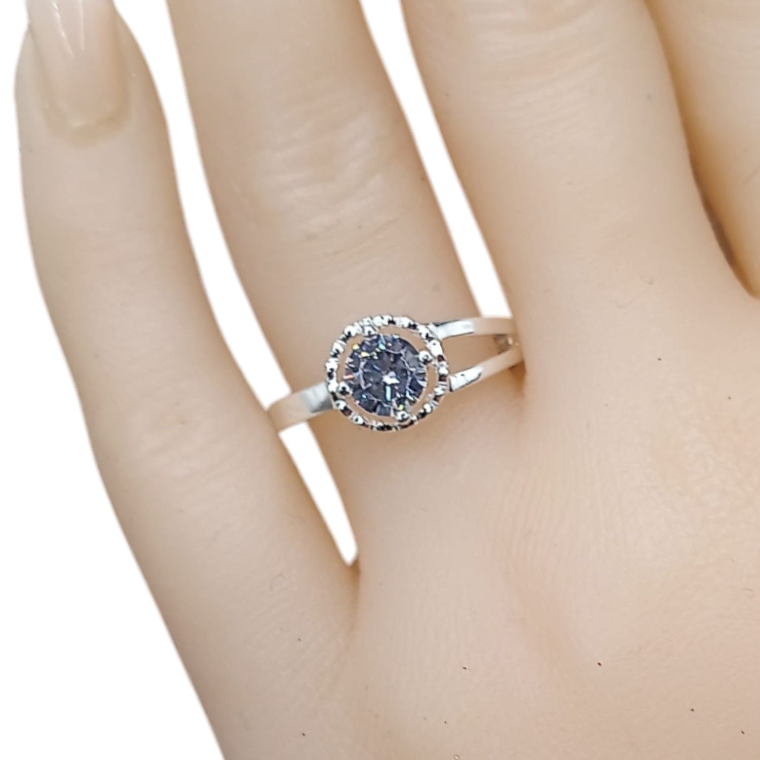 ANILLO CIRCULO CON SOLITARIO # 7 PLATA .925