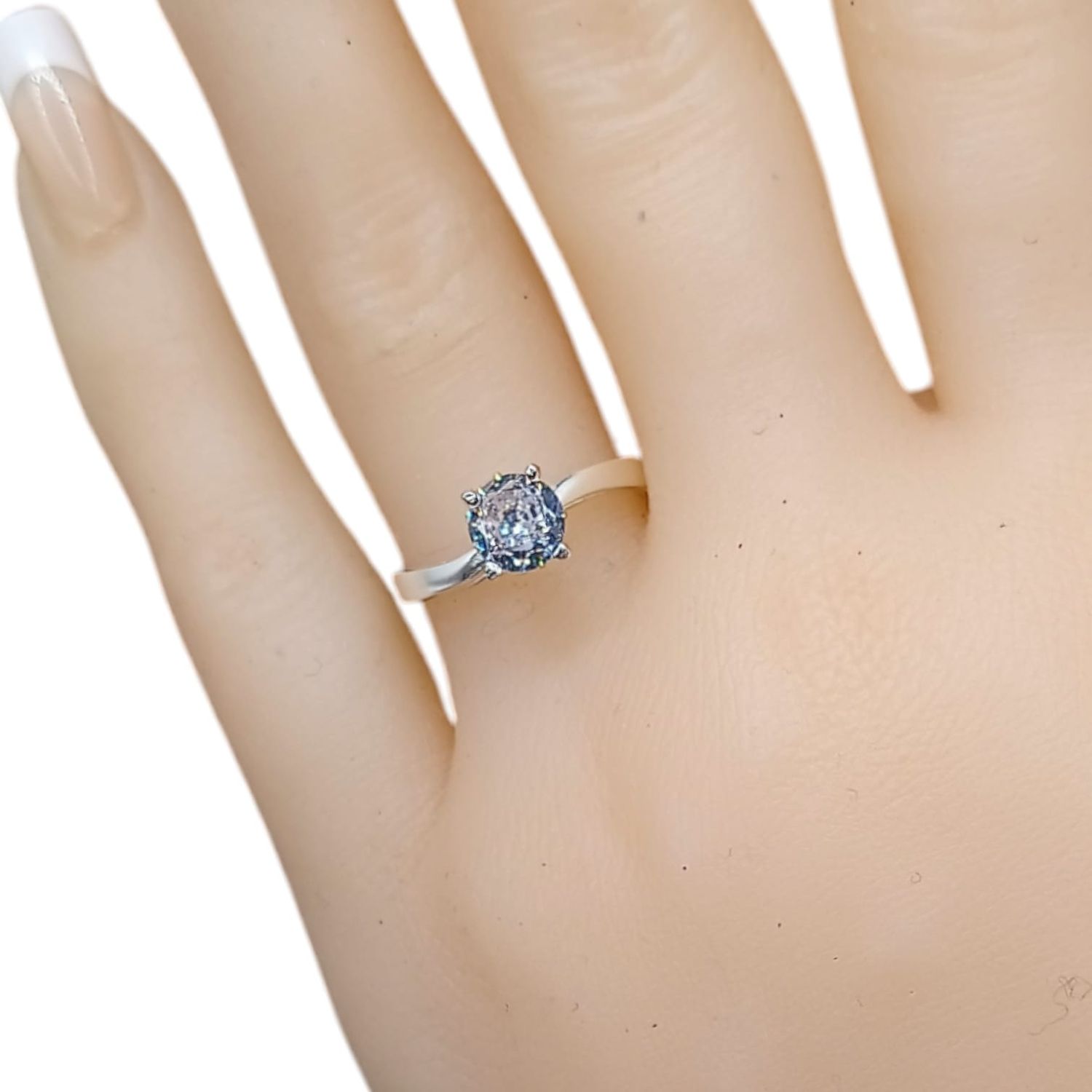 ANILLO SOLITARIO CON CZ PLATA .925