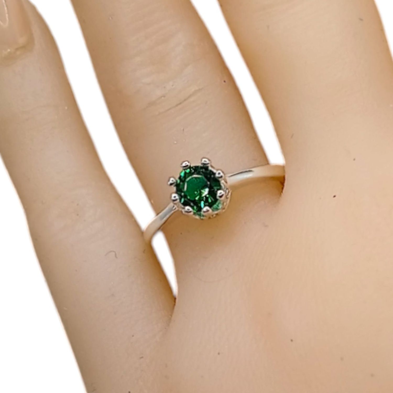 ANILLO CORONITA  CZ VERDE VARIAS MEDIDAS PLATA .925