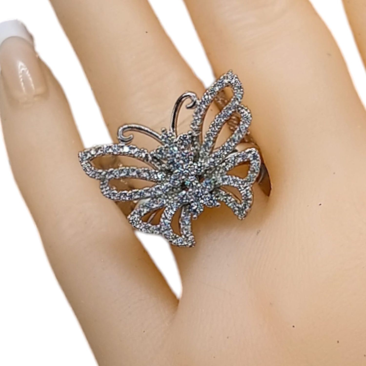 ANILLO MARIPOSA CON MINI CZ VARIAS MEDIDAS PLATA .925