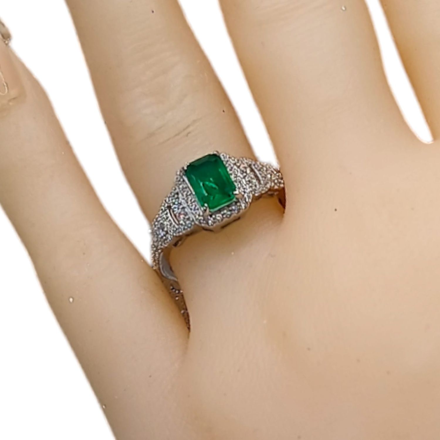 ANILLO MINI CZ Y CZ VERDE MEDIDA #6 PLATA .925