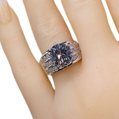 ANILLO SOLITARIO CON 3 FILAS DE CZ VARIAS MEDIDAS PLATA .925