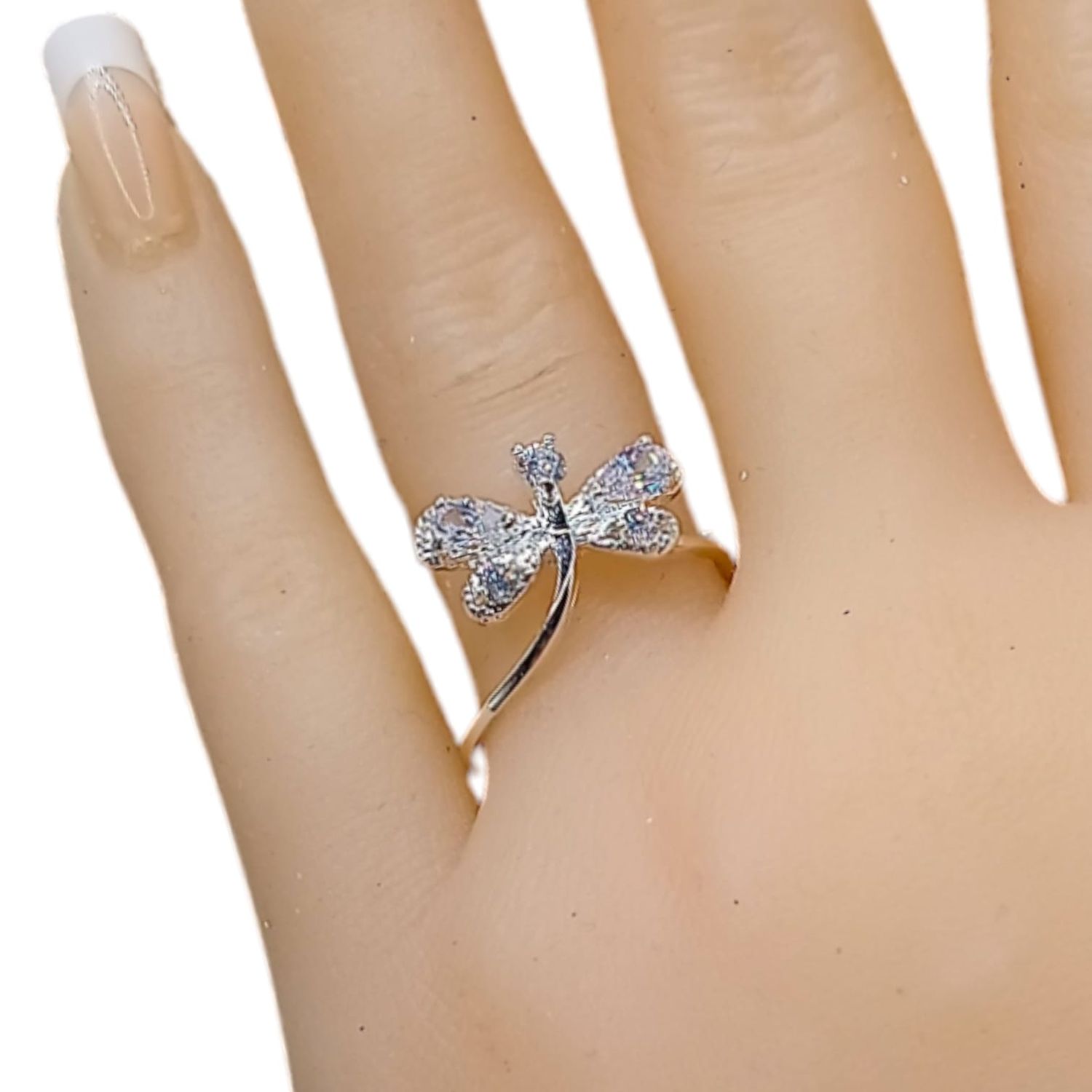 Anillo libelula circonia blanco PLATA .925