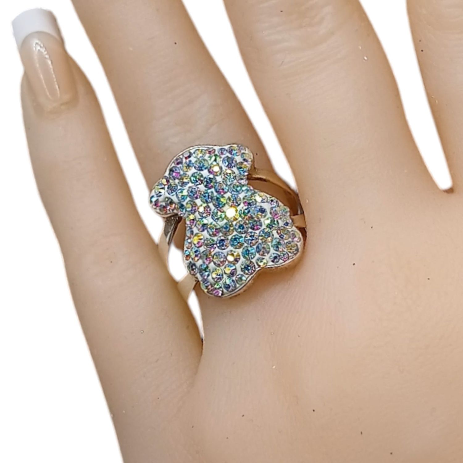 ANILLO OSITO MULTIPIEDRA SW PLATA .925