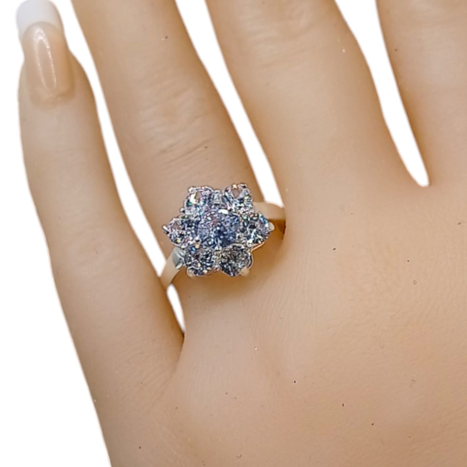 ANILLO ROSETA CZ BLANCA PLATA .925