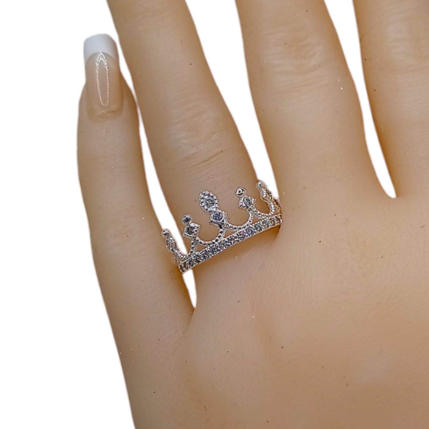 ANILLO CORONA CON CZ VARIAS MEDIDAS PLATA .925
