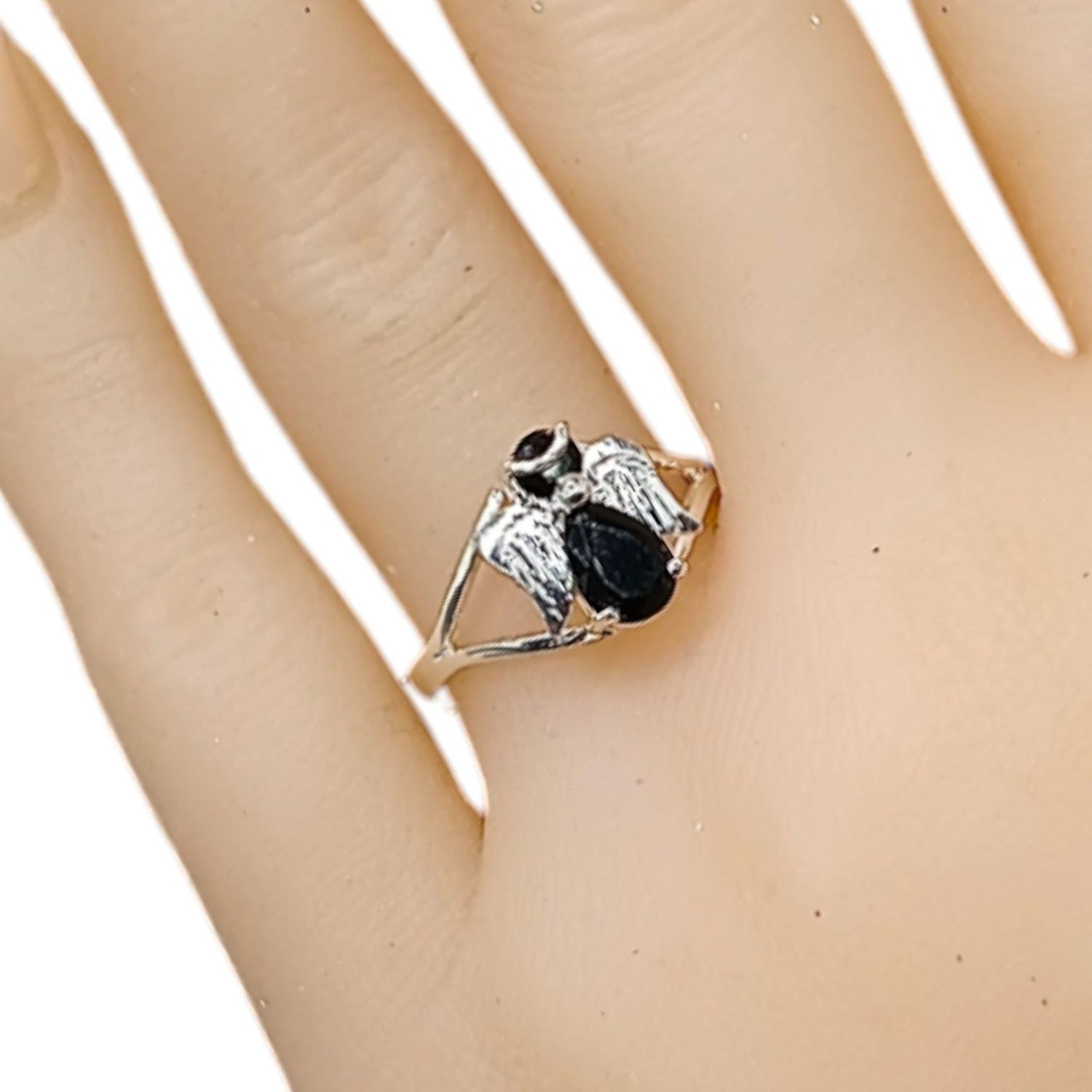 ANILLO ANGEL CZ NEGRA #7 PLATA .925