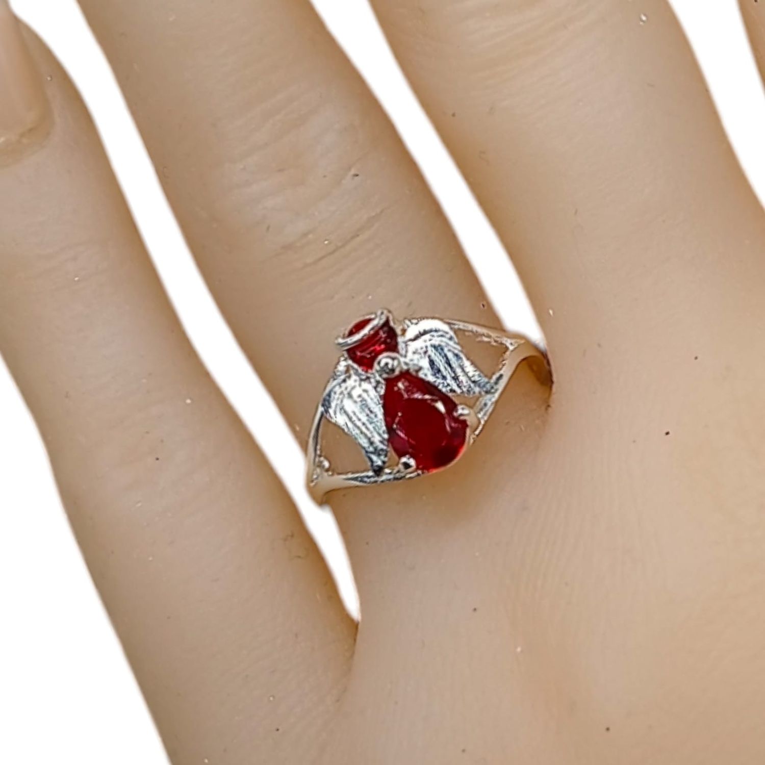 ANILLO DE ANGEL CON CZ ROJA # 6 PLATA .925