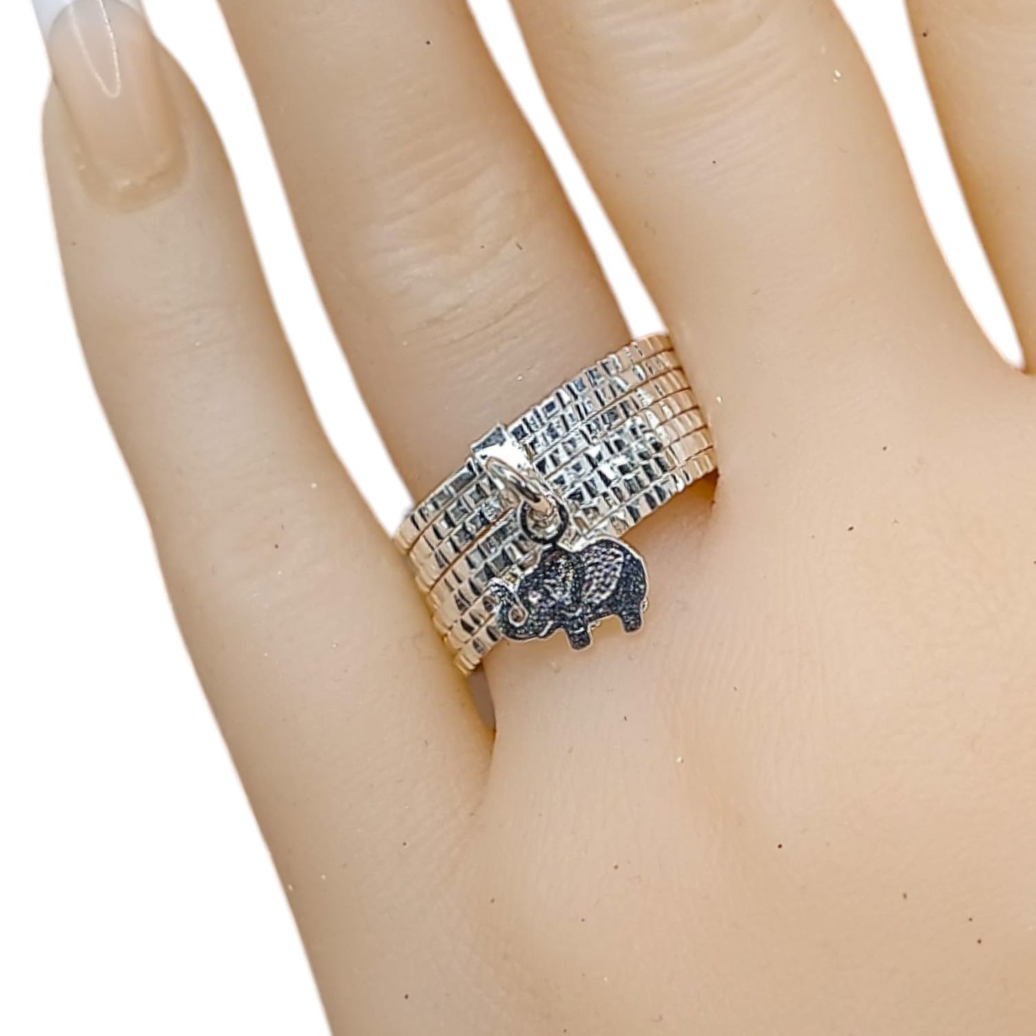 ANILLO SEMANARIO CON ELEFANTE VARIAS MEDIDAS PLATA .925