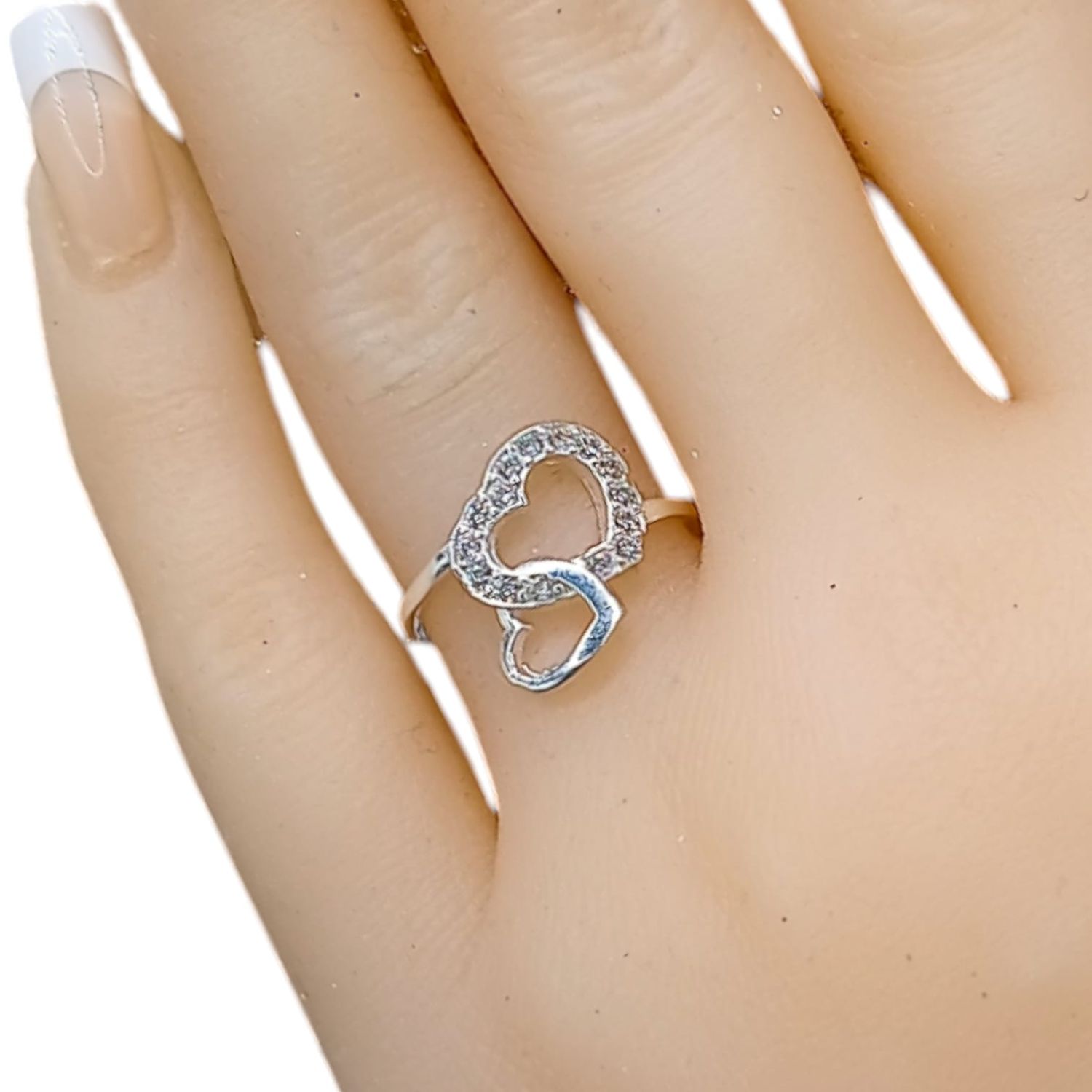 ANILLO CORAZON DOBLE VARIAS MEDIDAS PLATA .925