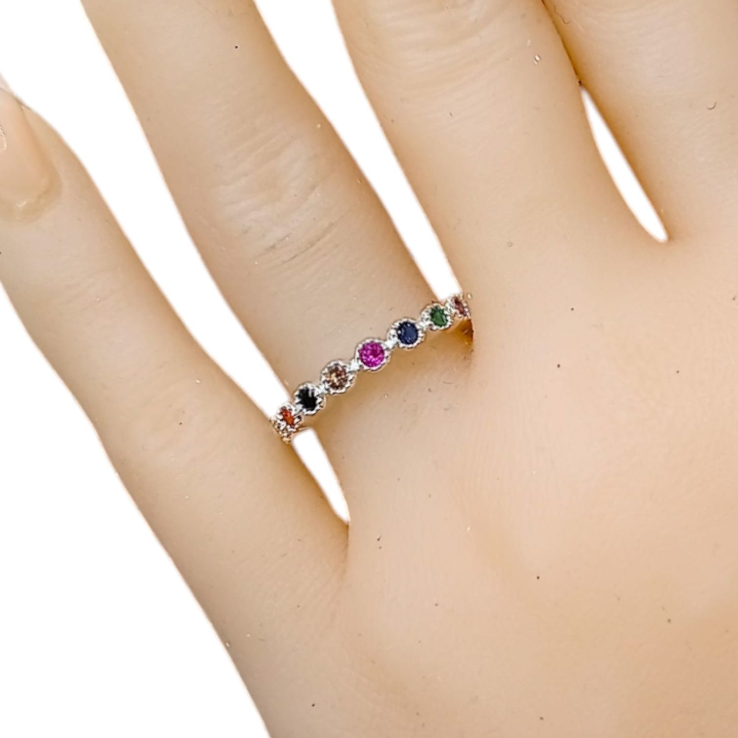 ANILLO ARGOLLA CZ DE COLORES VARIAS MEDIDAS PLATA .925