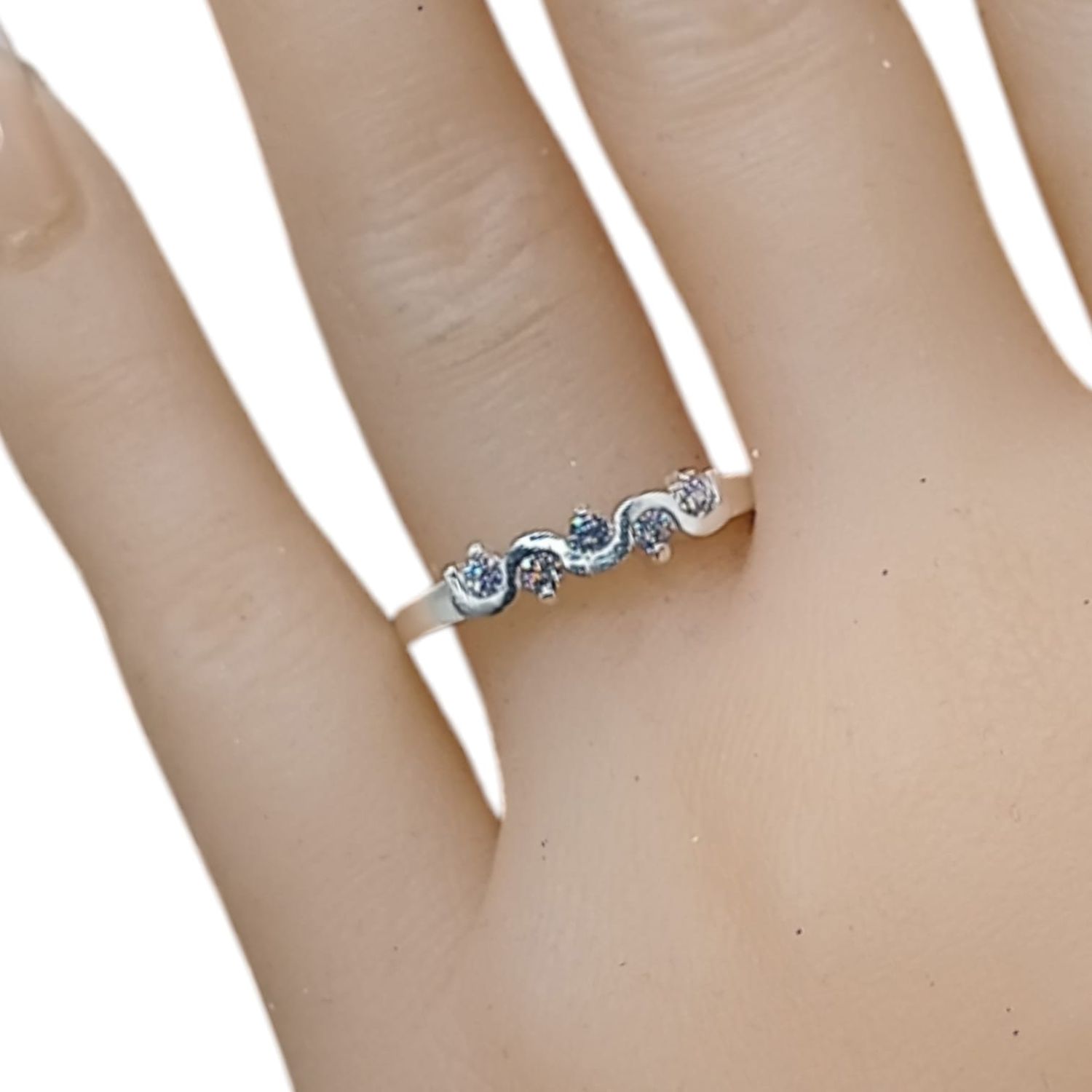 ANILLO SNAKE CON CZ BLANCAS # 9 PLATA .925