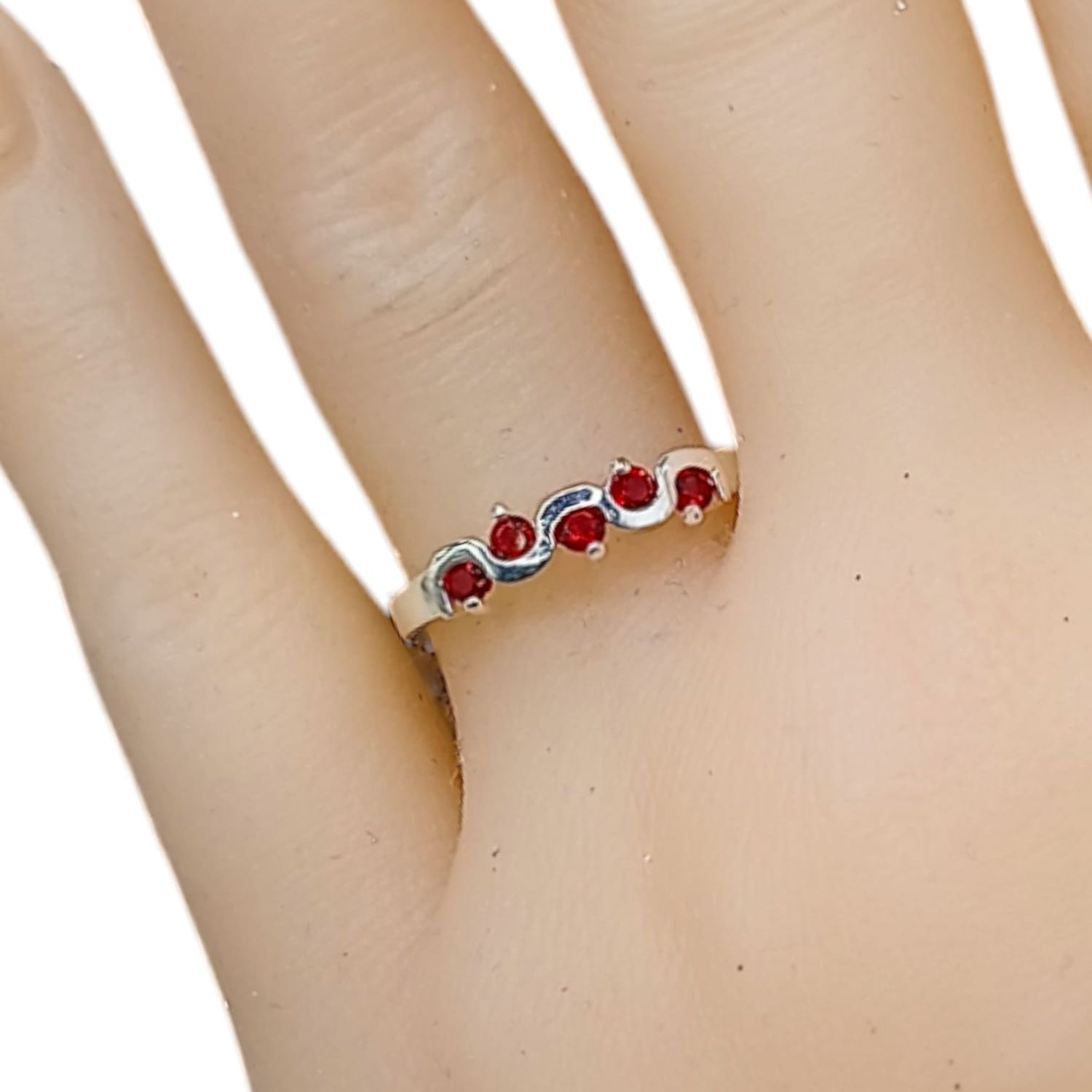 ANILLO SNAKE CON CZ ROJAS # 7 PLATA .925