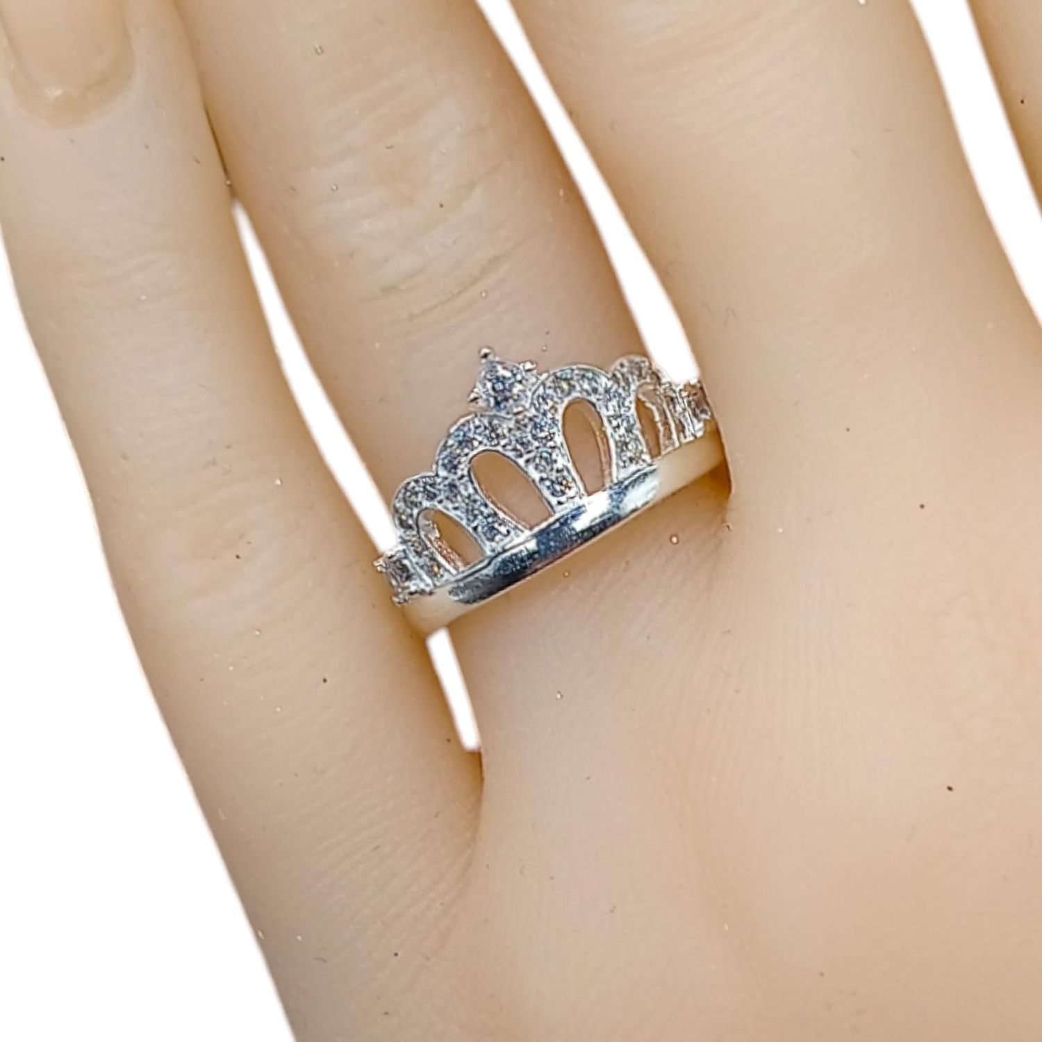 ANILLO CORONA CON CZ MEDIDA #5 PLATA .925