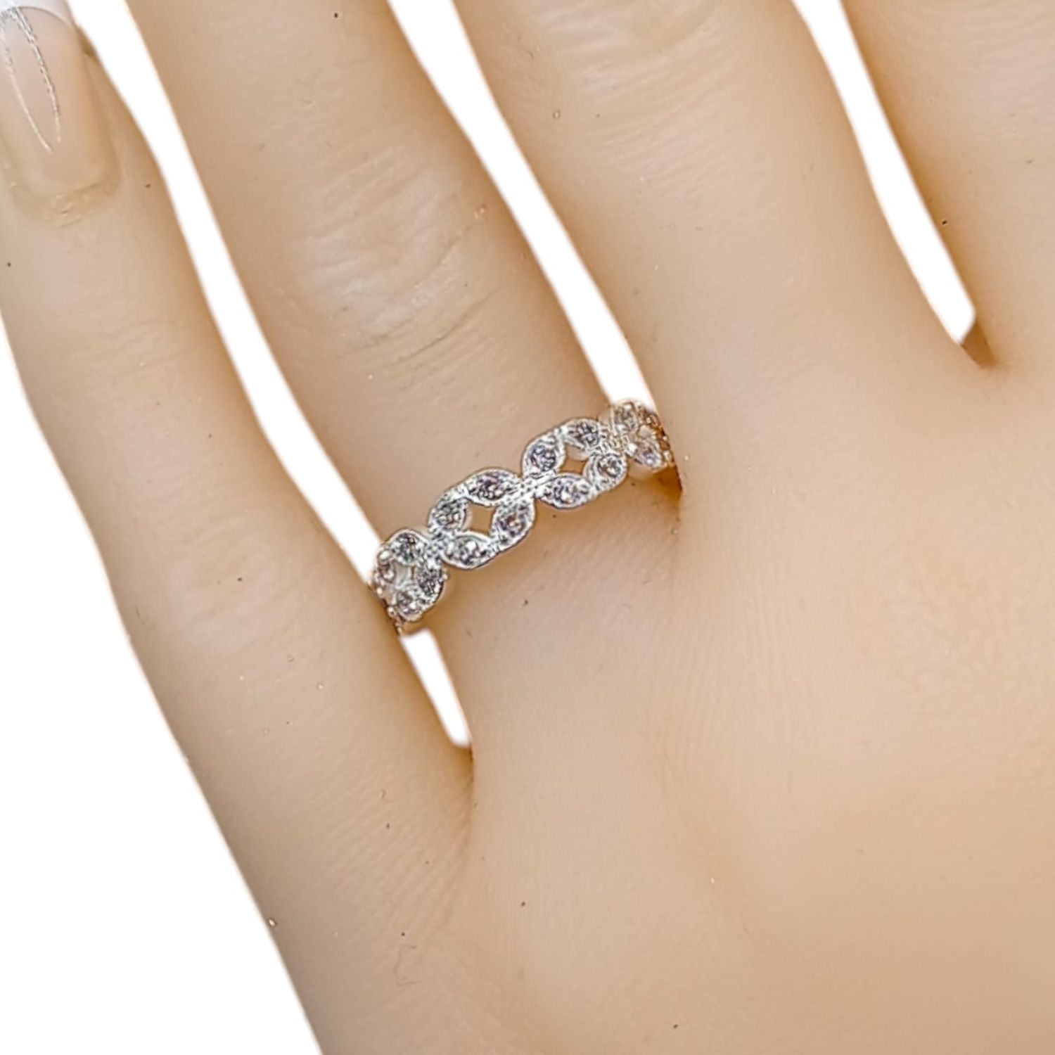 ANILLO ARGOLLA CADENA CZ MEDIDA #6 PLATA .925