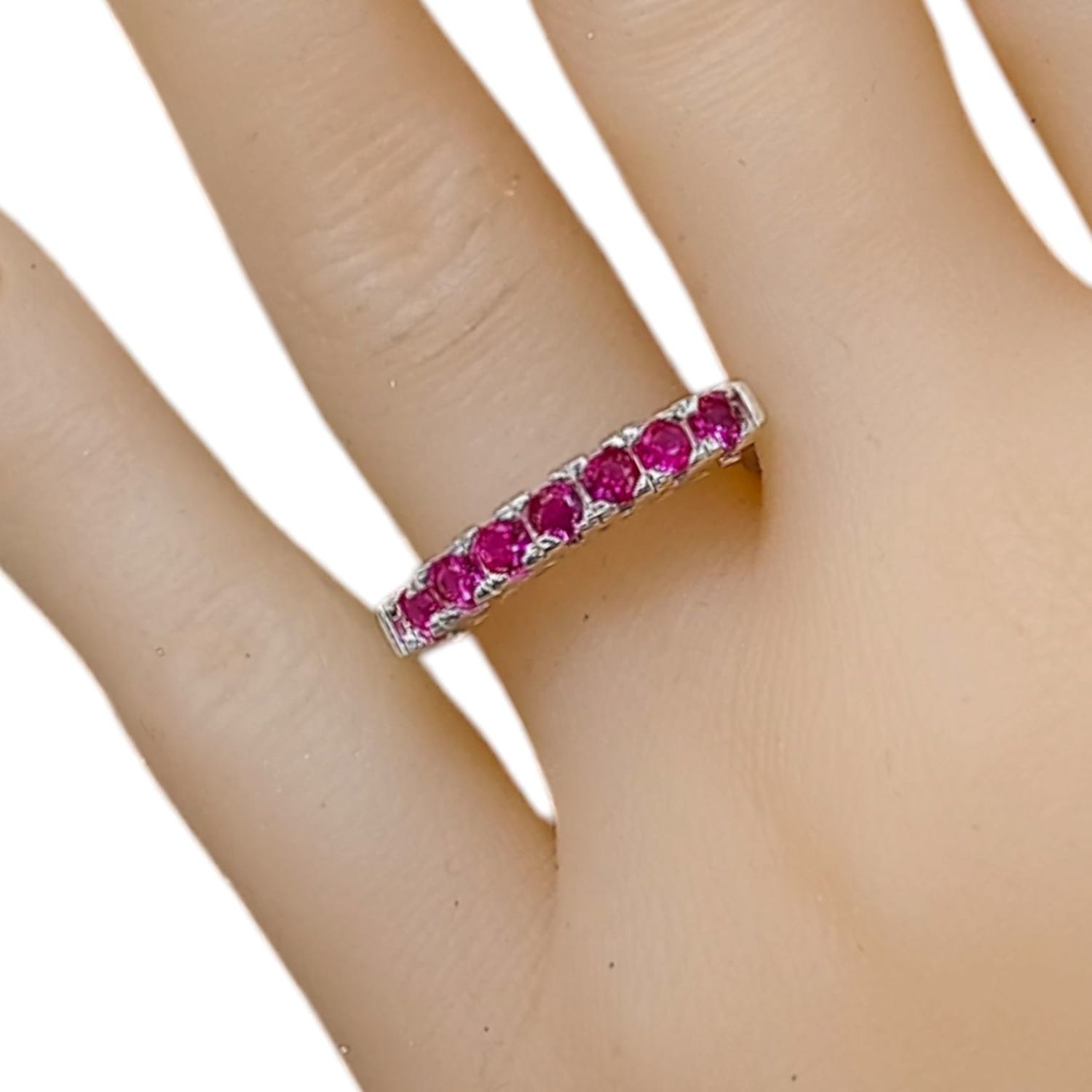 ANILLO CHURUMBELA CZ ROSA FUCCIA VARIAS MEDIDAS PLATA .925