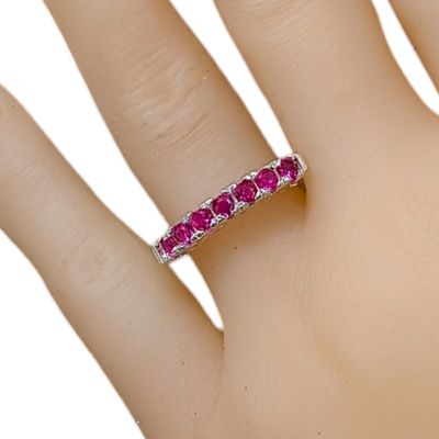 ANILLO CHURUMBELA CZ ROSA FUCCIA VARIAS MEDIDAS PLATA .925