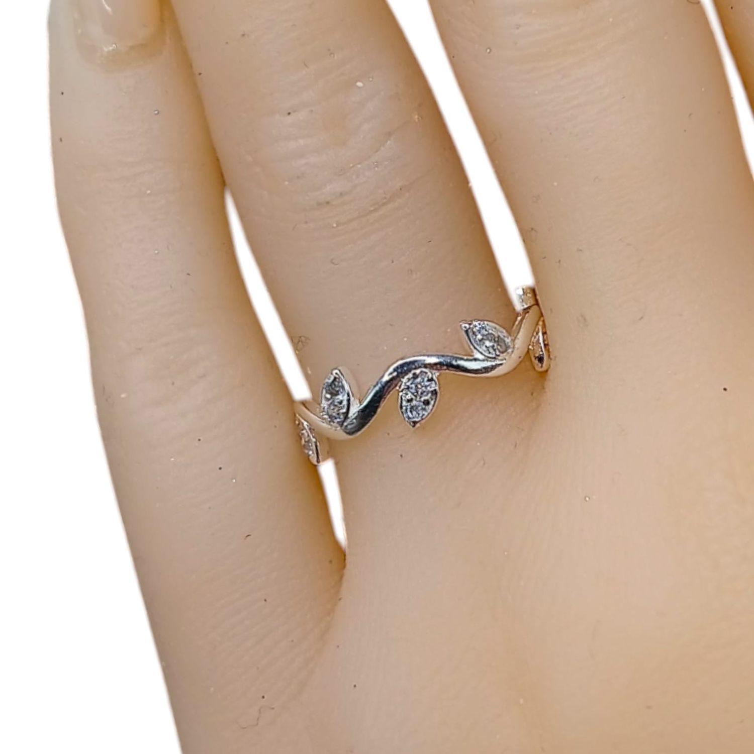 ANILLO HOJITAS CON CZ medida #6 PLATA .925