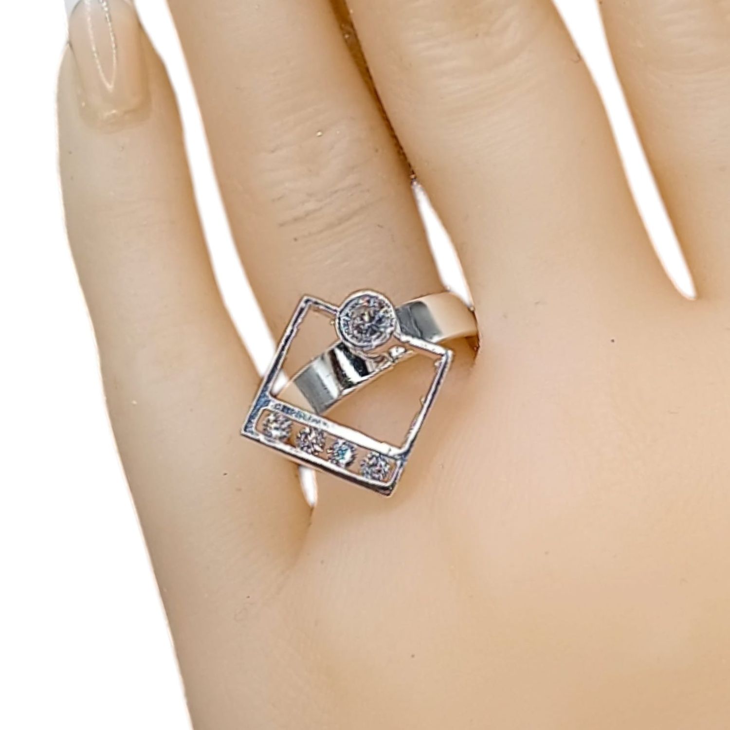Anillo giratorio cuadro con cz PLATA .925