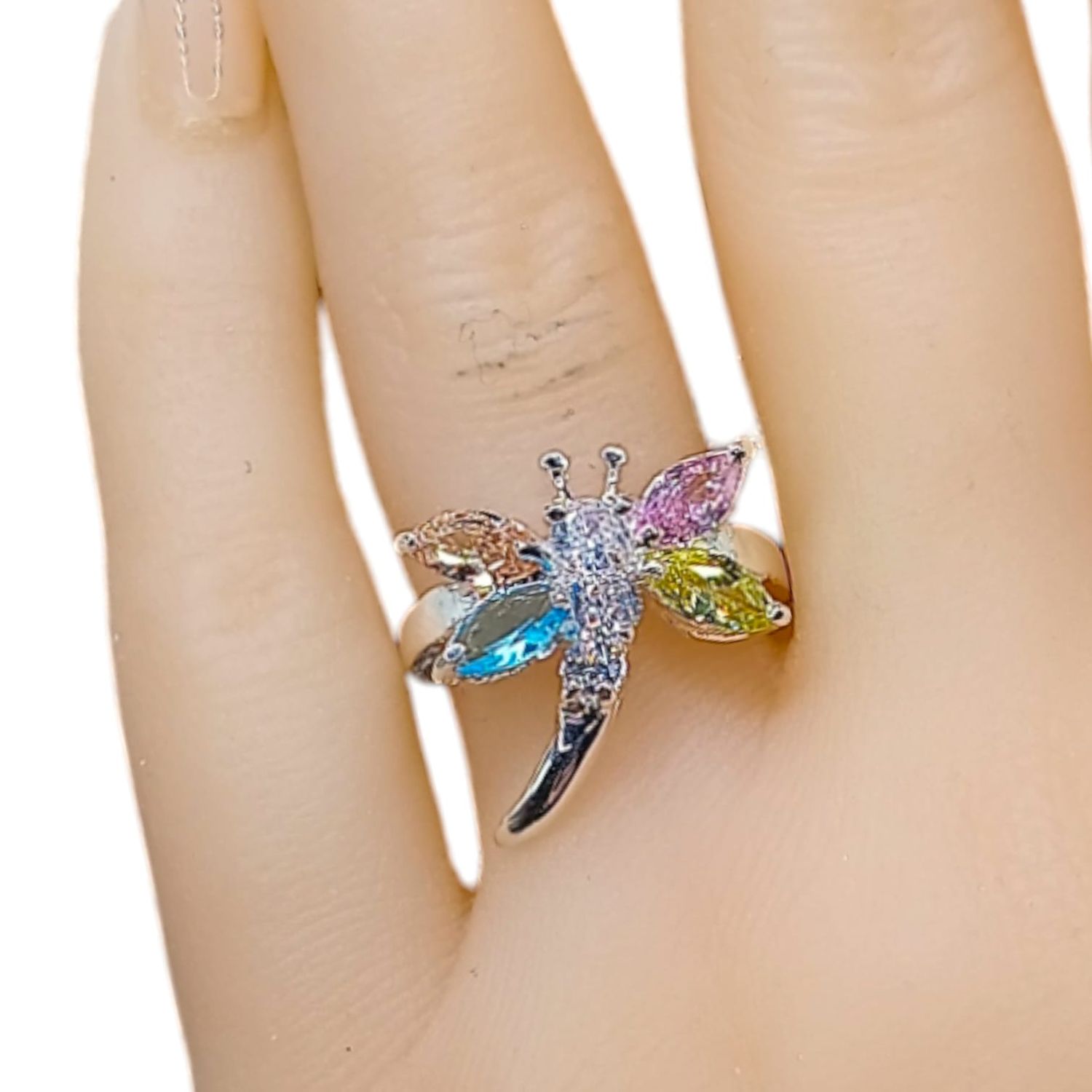 Anillo Libelula multicolor PLATA .925