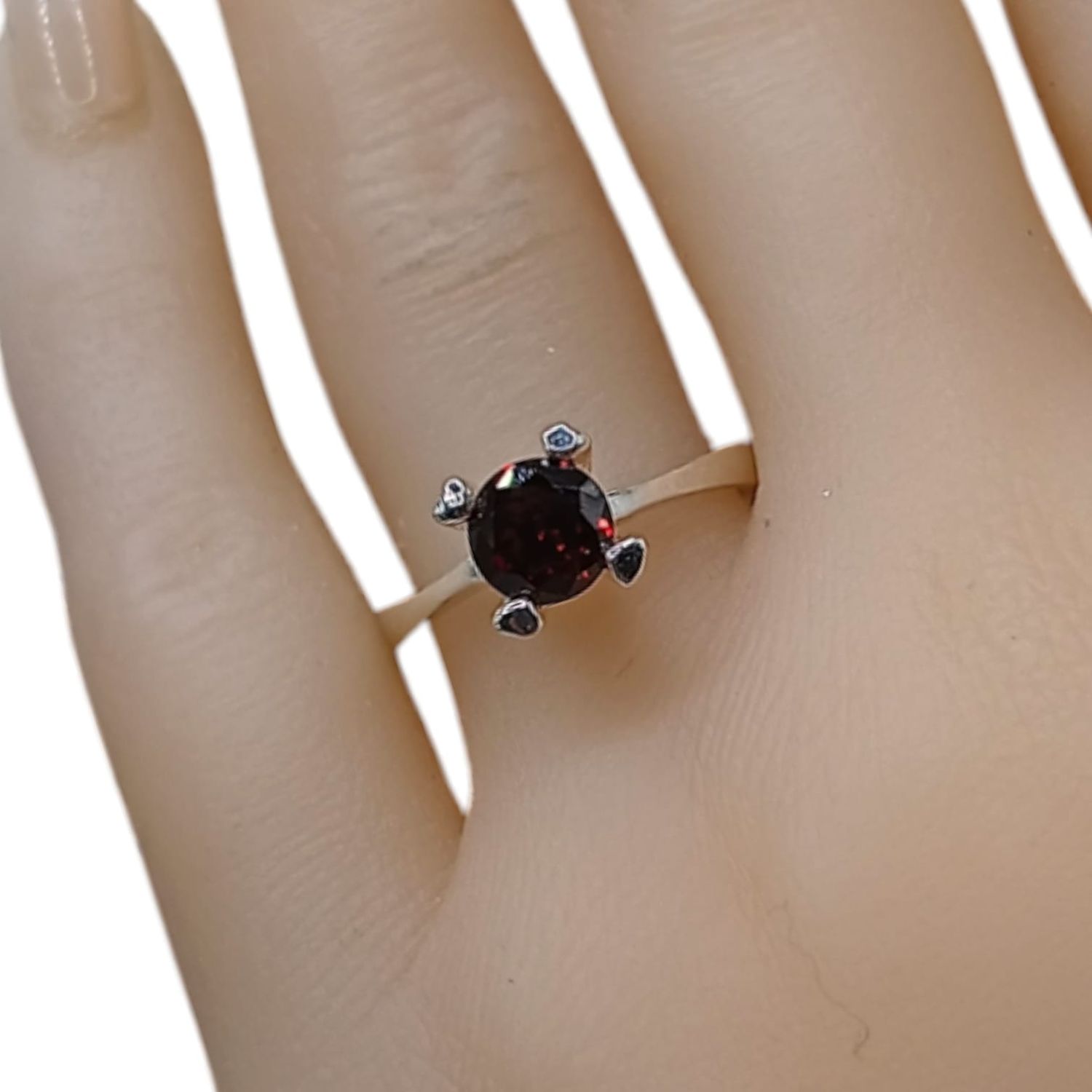 ANILLO CZ ROJA # 8 PLATA .925